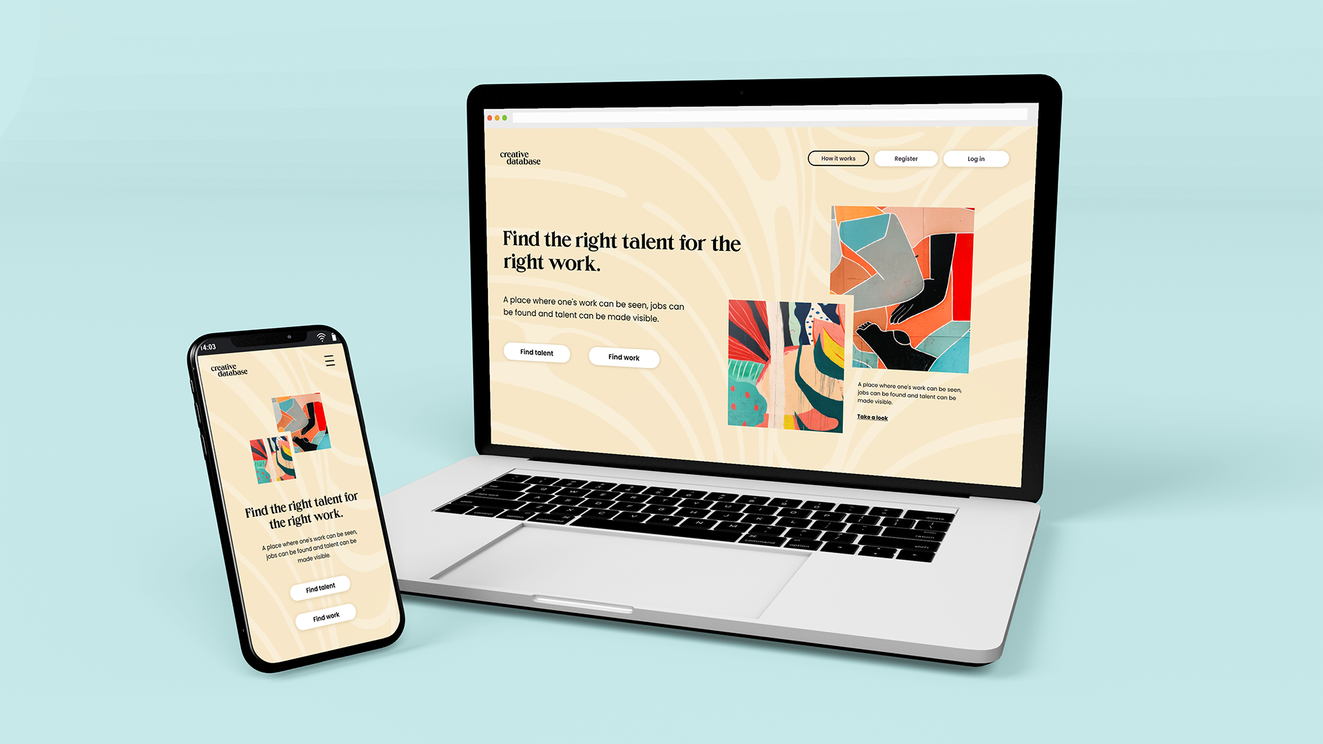 Creative Database Mockup on laptop and phone