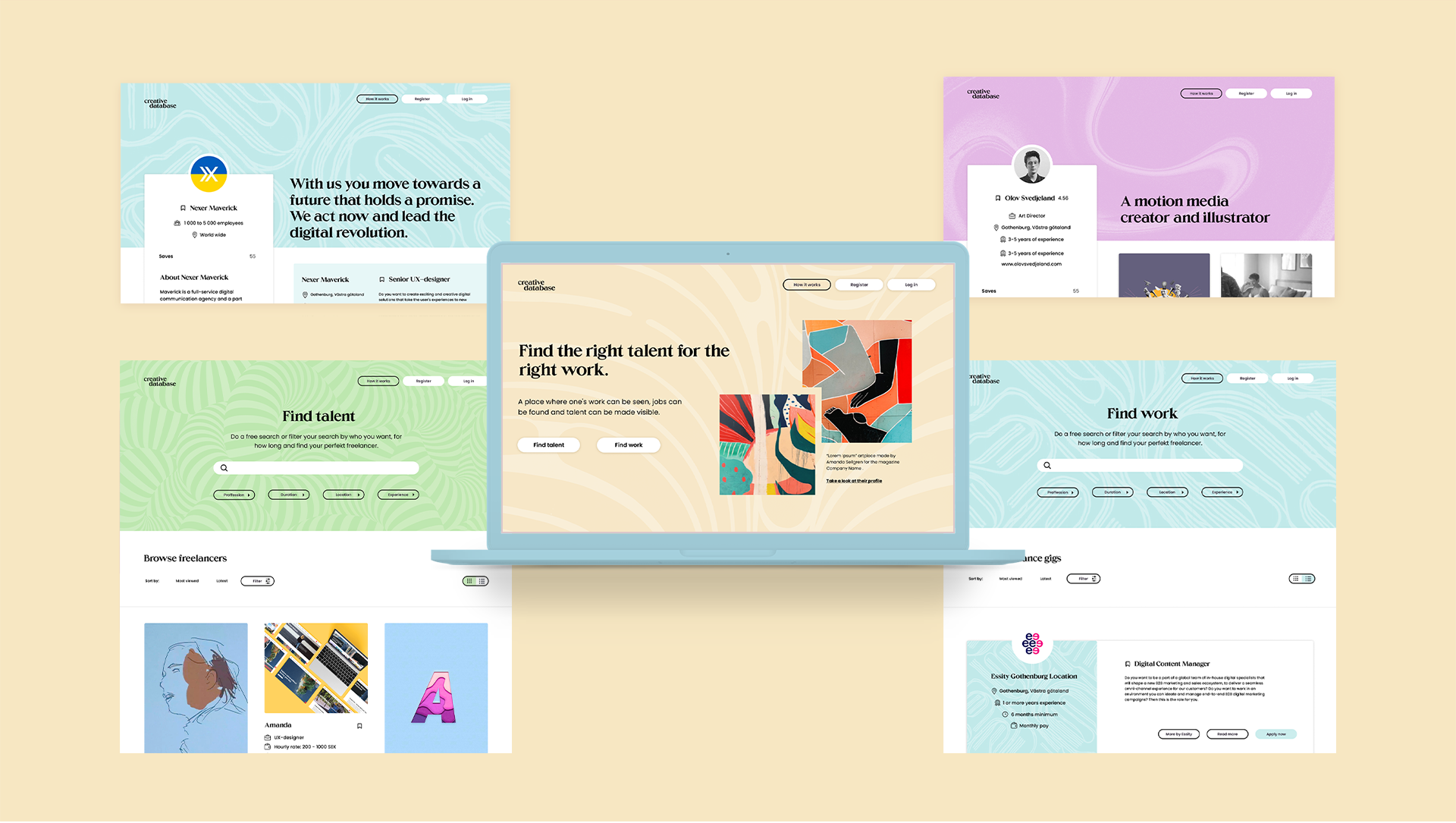 Creative Database page examples