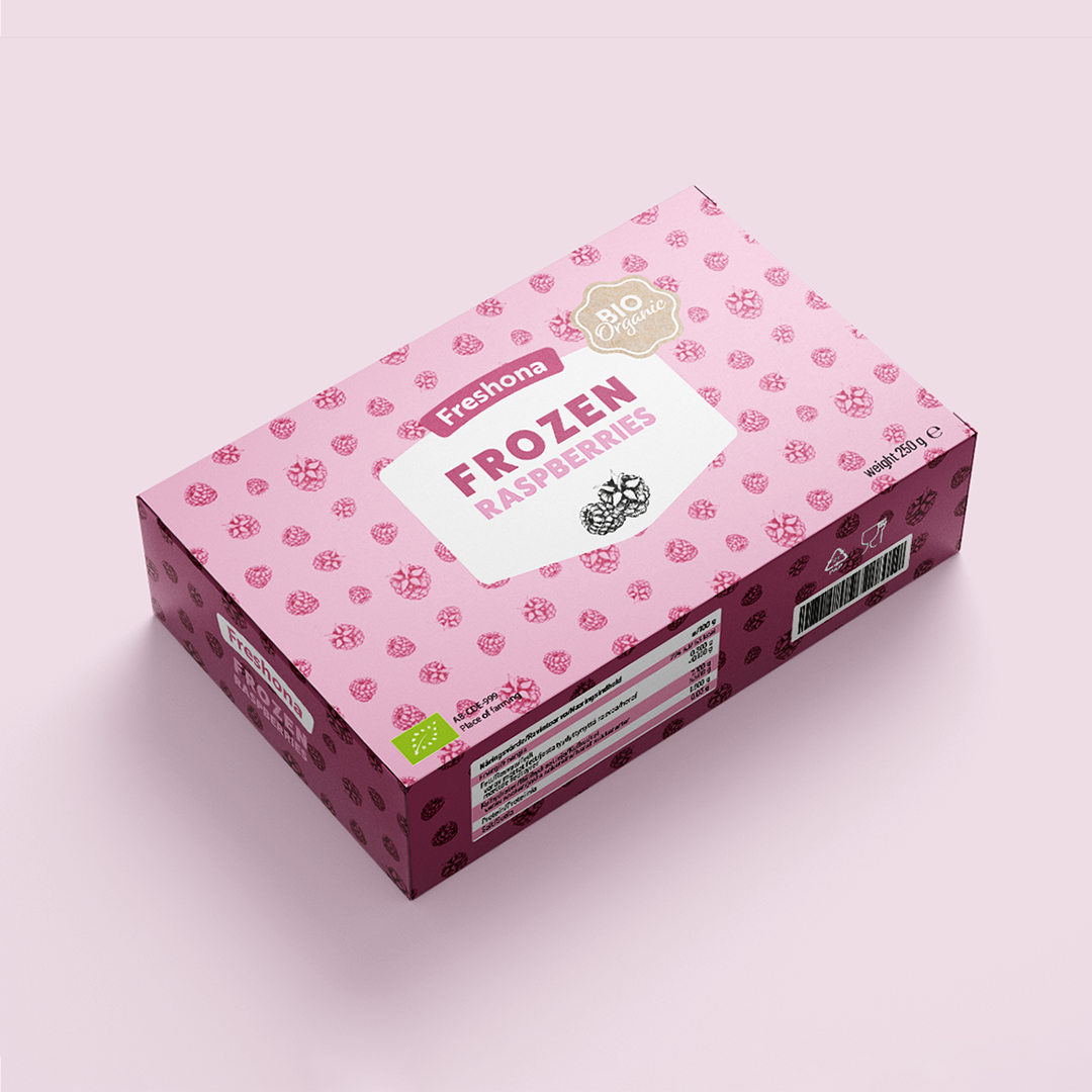 New Frozen Raspberries Packaging Mockup