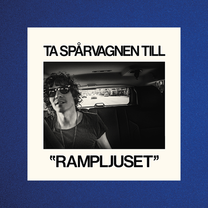 Edited album cover for the album "Rampljus" by Håkan Hellström, on a blue background.