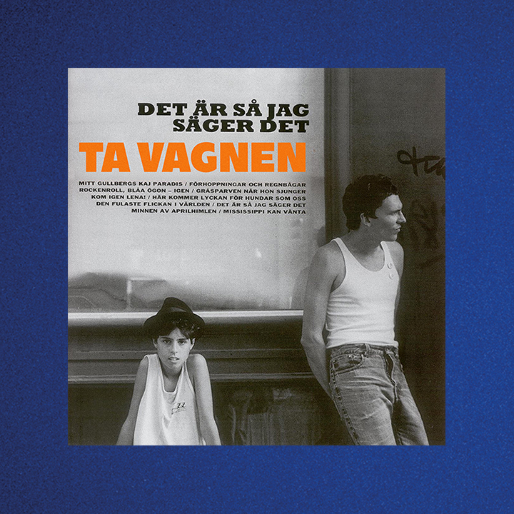 Edited album cover for the album "Det är så jag säger det" by Håkan Hellström, on a blue background.