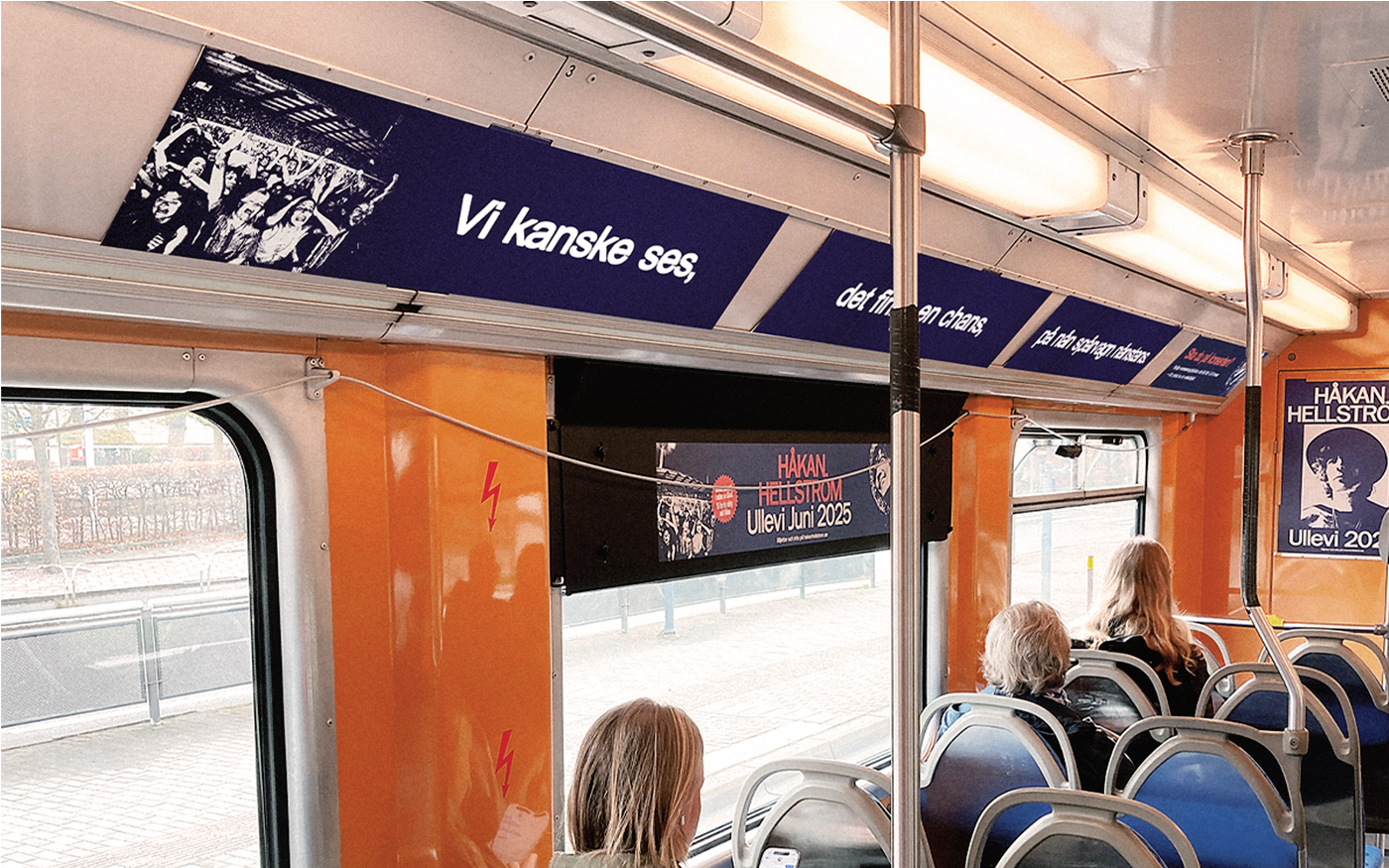 Mockup of advertisement in a tram.